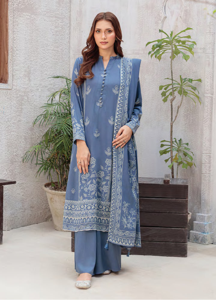 Lakhany Printed Pashmina Suits Unstitched 3 Piece LSM25LP LG-SG-0035-B - Winter Collection