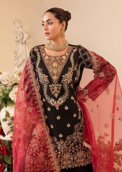 Diara Couture Pret Embroidered Organza 3 Piece Suit Eleanor Black