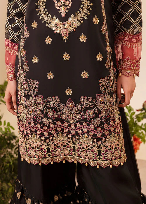 Diara Couture Pret Embroidered Organza 3 Piece Suit Eleanor Black
