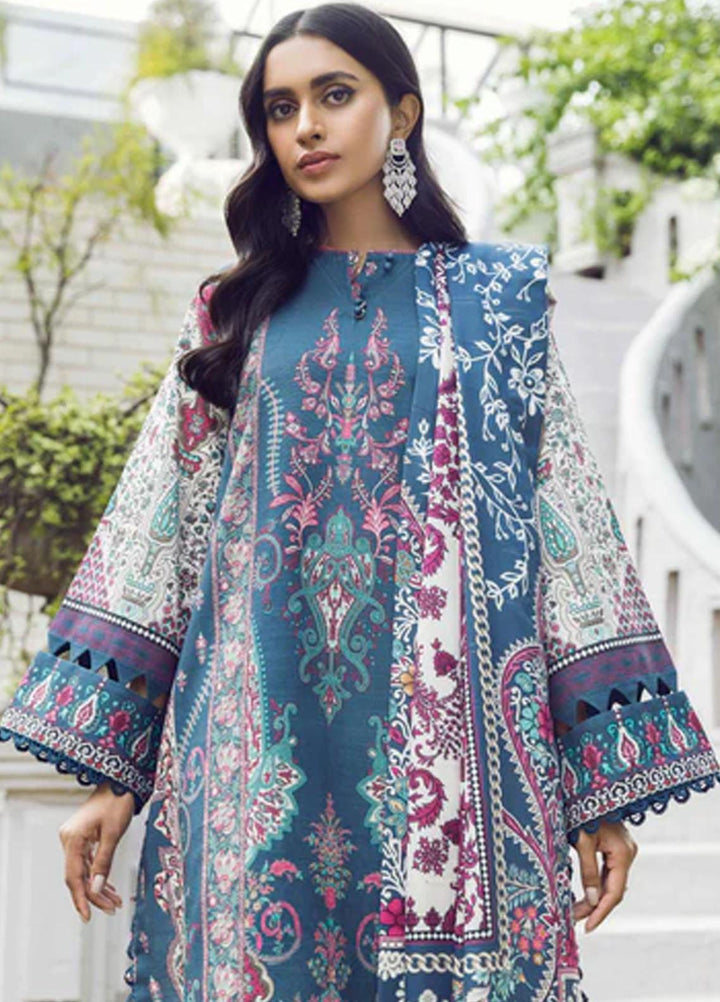 Winter Blossoms By Seran Embroidered Khaddar Suits Unstitched 3 Piece SRN22WB 01 Gentian - Winter Collection