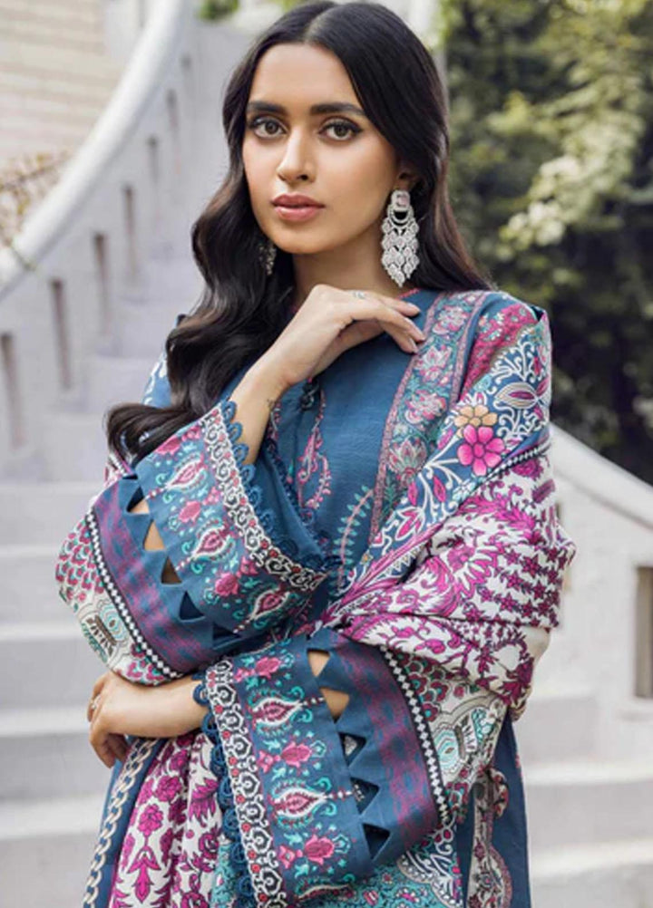 Winter Blossoms By Seran Embroidered Khaddar Suits Unstitched 3 Piece SRN22WB 01 Gentian - Winter Collection
