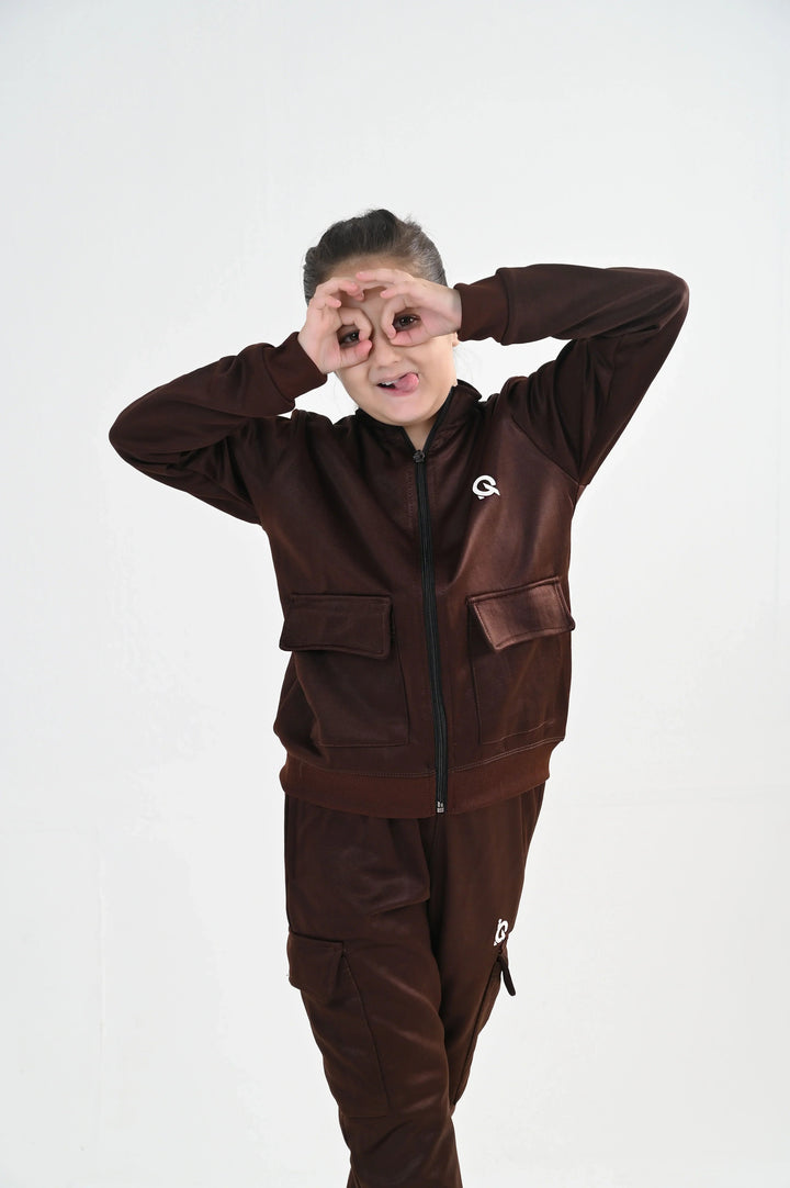 IQ Exclusive Kids Track Suit Fleece 2 PieceCocoa Cargo Charm Tracksuit-Unisex Kids - Winter Collection