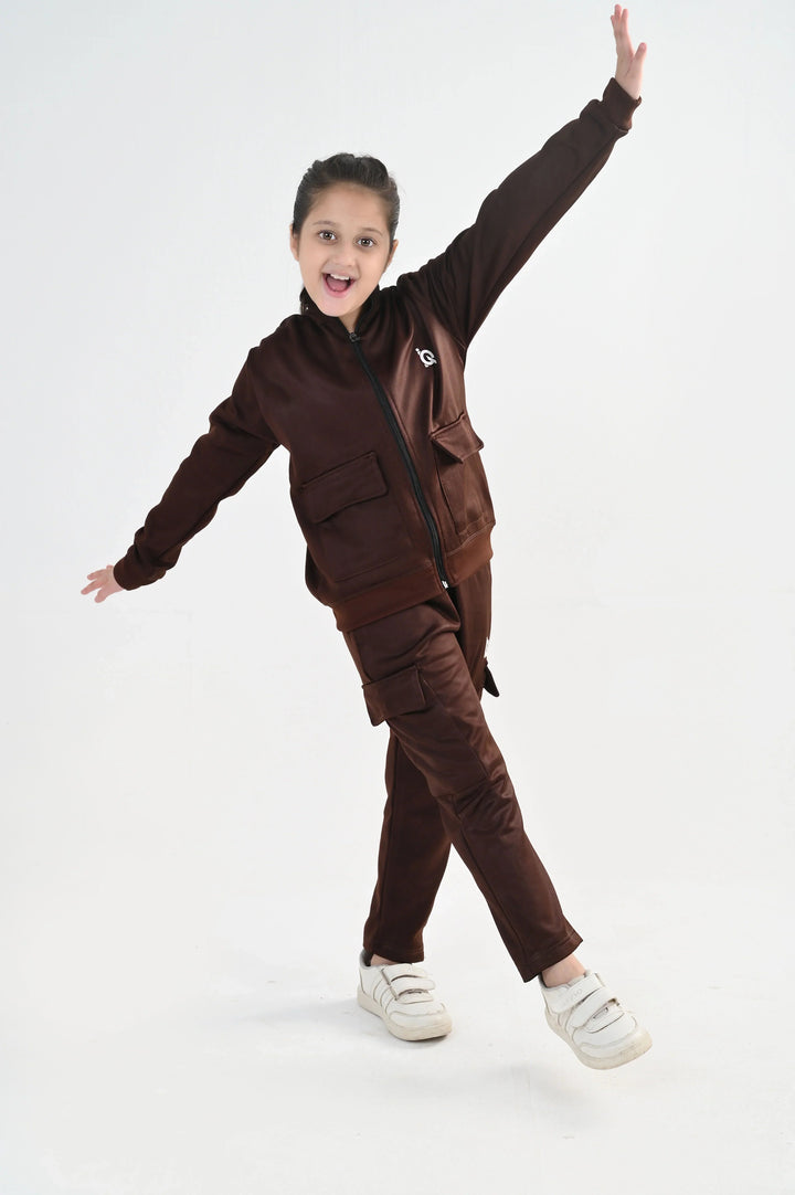IQ Exclusive Kids Track Suit Fleece 2 PieceCocoa Cargo Charm Tracksuit-Unisex Kids - Winter Collection