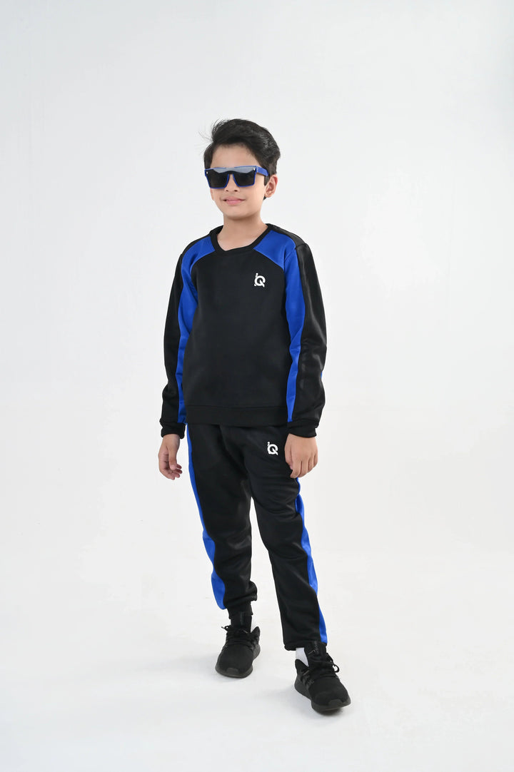IQ Exclusive Kids Track Suit Fleece 2 PieceBlackout Blue Tracksuit-Unisex Kids - Winter Collection