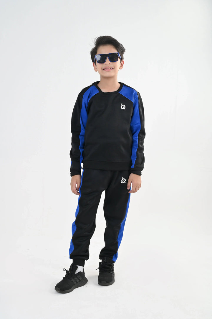 IQ Exclusive Kids Track Suit Fleece 2 PieceBlackout Blue Tracksuit-Unisex Kids - Winter Collection
