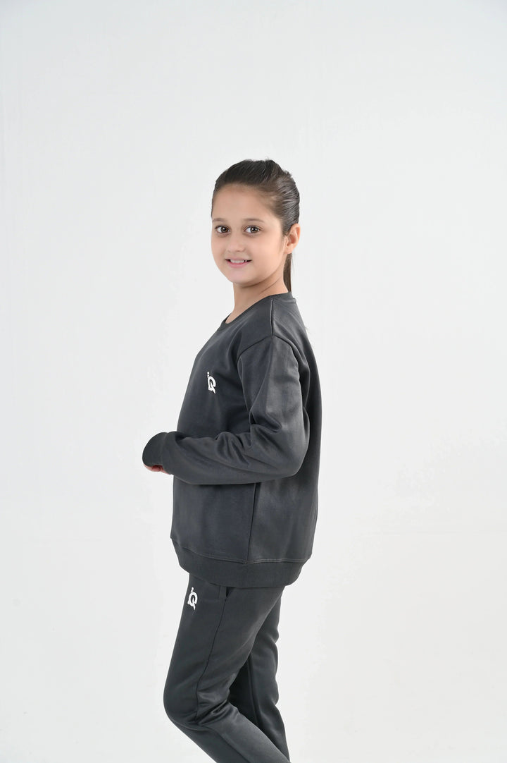 IQ Exclusive Kids Track Suit Fleece 2 PieceGrey Comfort Sweatshirt Tracksuit-Unisex Kids - Winter Collection