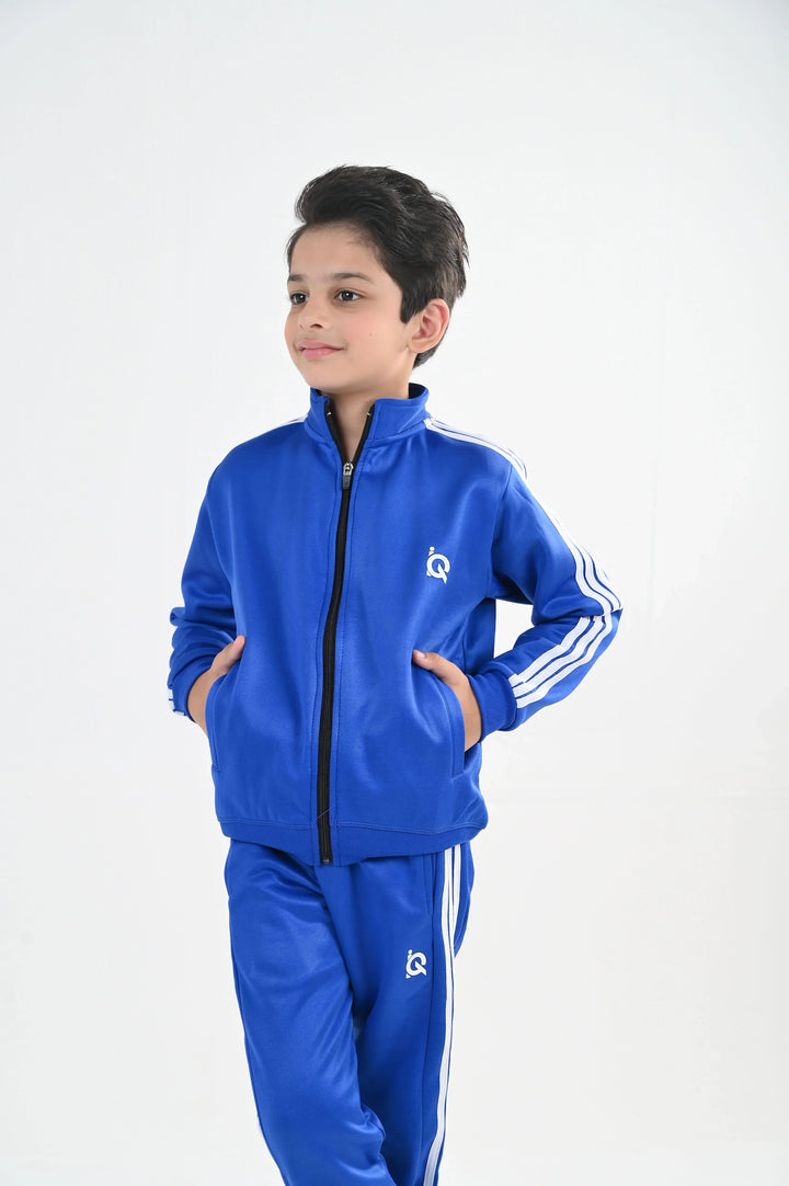 IQ Exclusive Kids Track Suit Fleece 2 PieceElite Blue Tri Line-Unisex Kids - Winter Collection