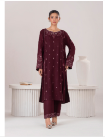 Lamhay by Haniya Mahnoor Pret Embroidered Linen 2 Piece Suit Hazel
