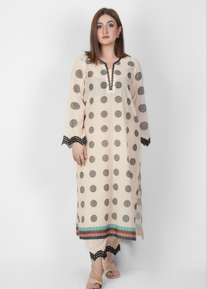 Vibgyor Fashion Printed Lawn Suits Unstitched 3 Piece Creamy Yellow Mandala D2-S-25