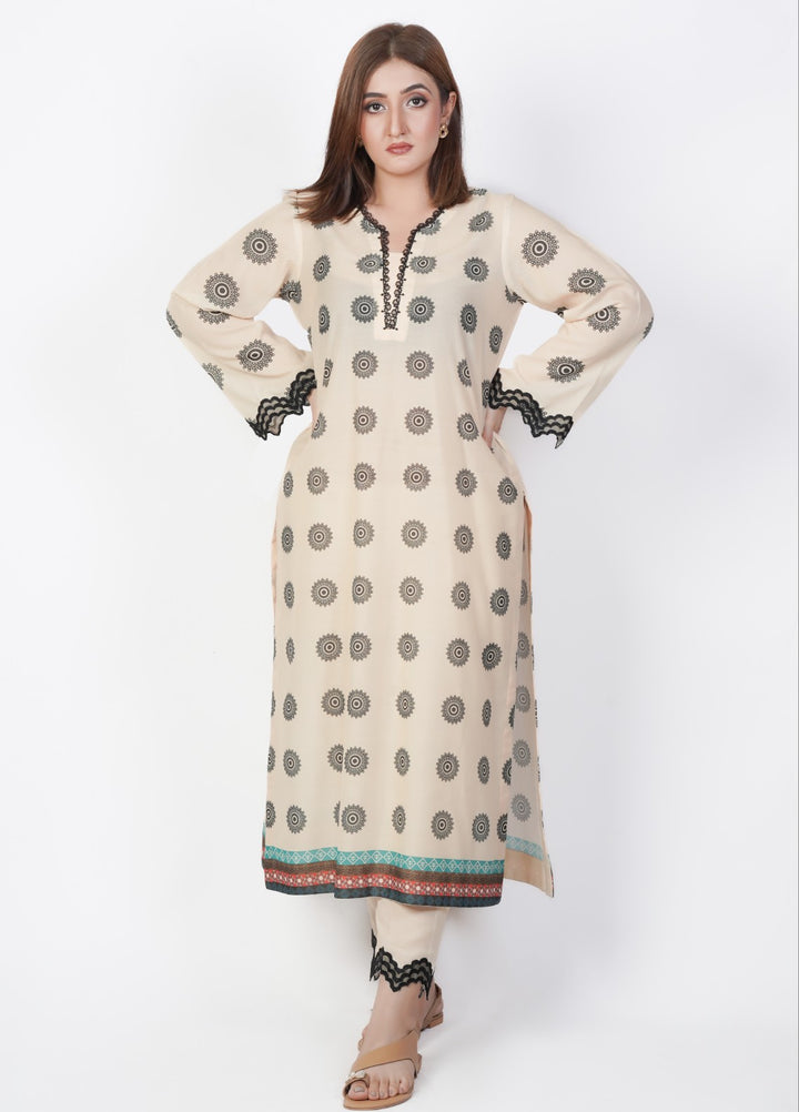 Vibgyor Fashion Printed Lawn Suits Unstitched 3 Piece Creamy Yellow Mandala D2-S-25