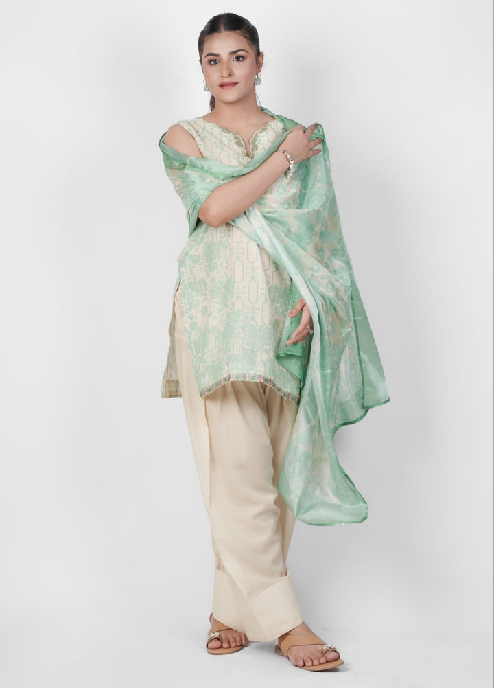 Vibgyor Fashion Printed Lawn Suits Unstitched 3 Piece Green Blostma Bodice D3-S-25