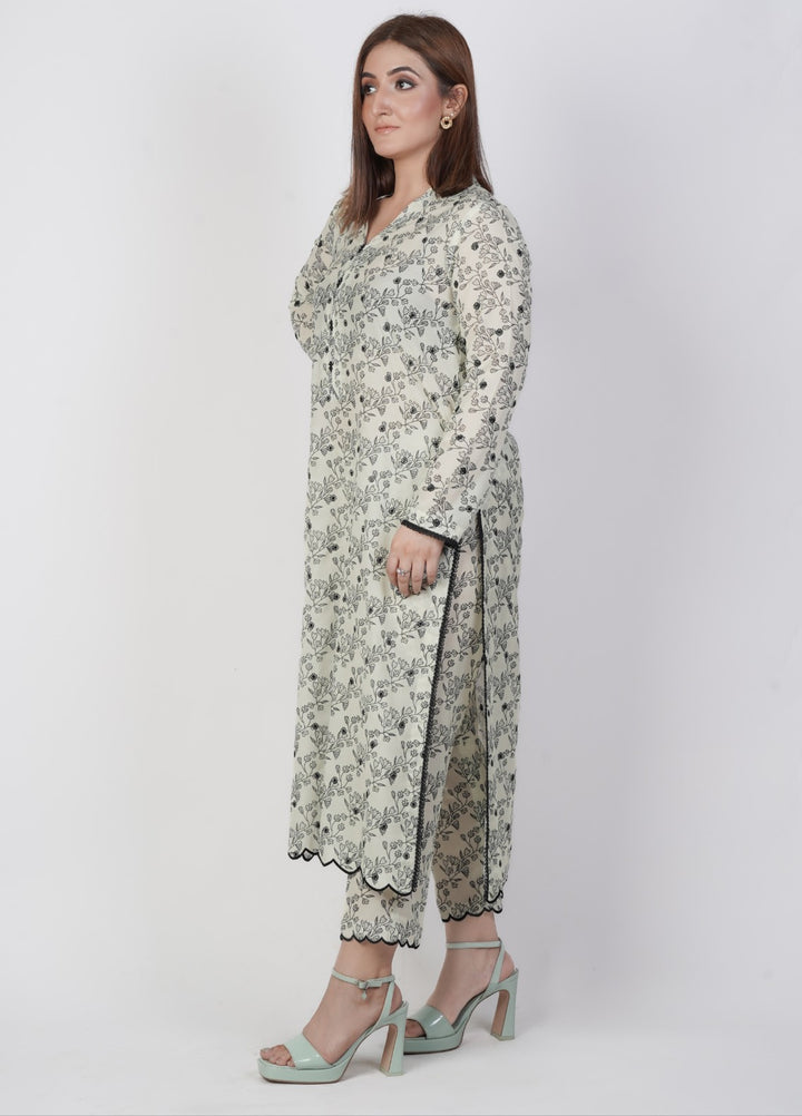 Vibgyor Fashion Embroidered Printed Lawn Suits Unstitched 2 Piece Green Pistacho D5-S-25