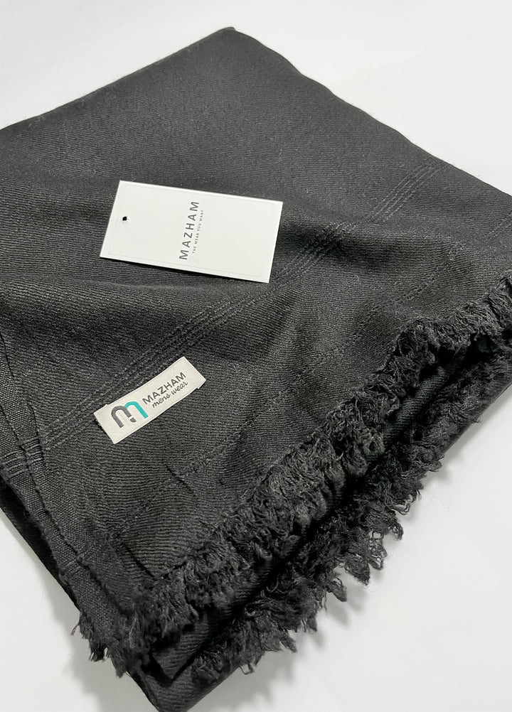 Mazham Wool Shawl Unstitched Black Wool - Winter Collection
