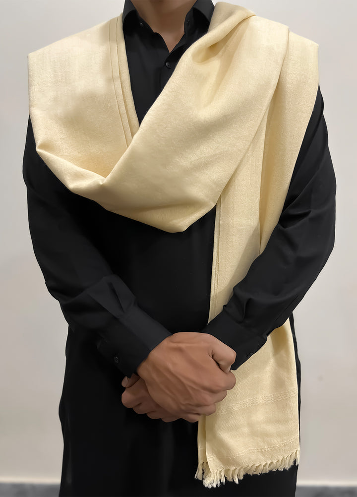 Mazham Wool Shawl Unstitched Off White Wool - Winter Collection