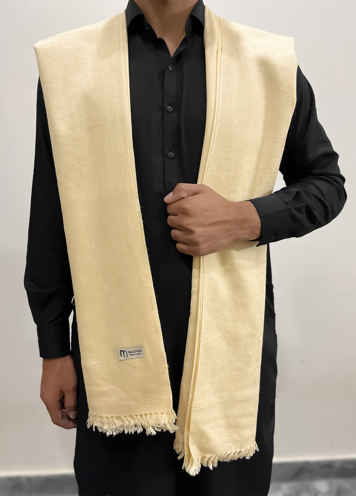 Mazham Wool Shawl Unstitched Off White Wool - Winter Collection