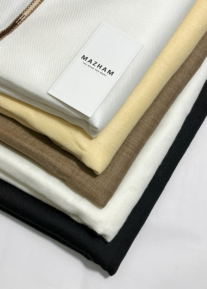 Mazham Wool Shawl Unstitched Cream Wool - Winter Collection