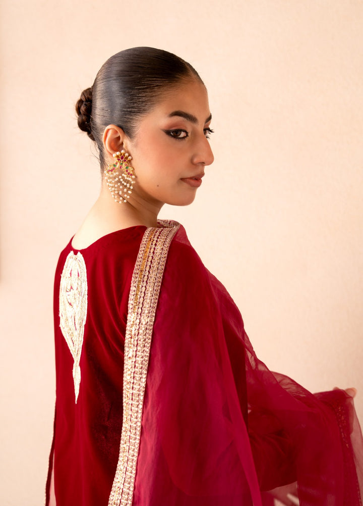 The Velvet Rise by Fozia Khalid Pret Rose Ember - Festive Collection