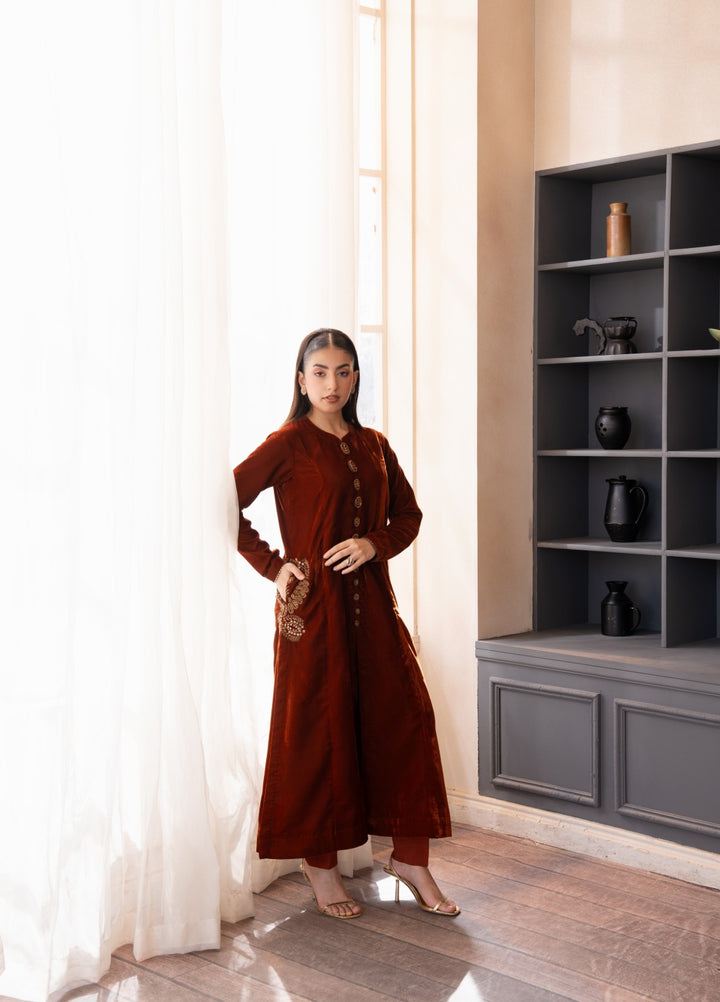 The Velvet Rise by Fozia Khalid Pret Mocha Luxe - Festive Collection