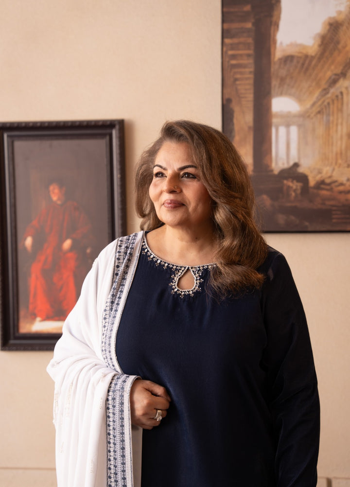 The Velvet Rise by Fozia Khalid Pret Steal Mist - Festive Collection