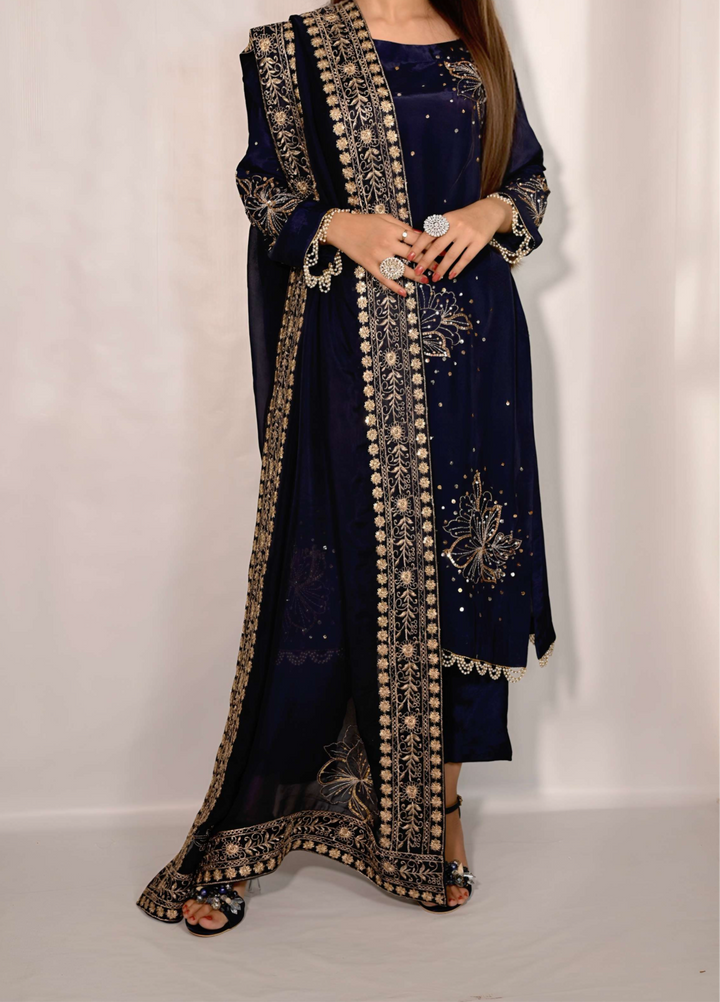 Khuwab by Kazma Shehnai Women Pret Korean Silk 3 Piece Azure - Festive Collection