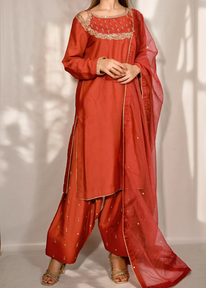Khuwab by Kazma Shehnai Women Pret Cotton Silk 3 Piece Amber - Festive Collection
