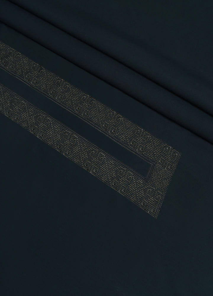 Monochorme by fabrich Men Unstitch Tarkashi Effect Embroidered Neckline Olive GTS-FE-005 - Festive Collection