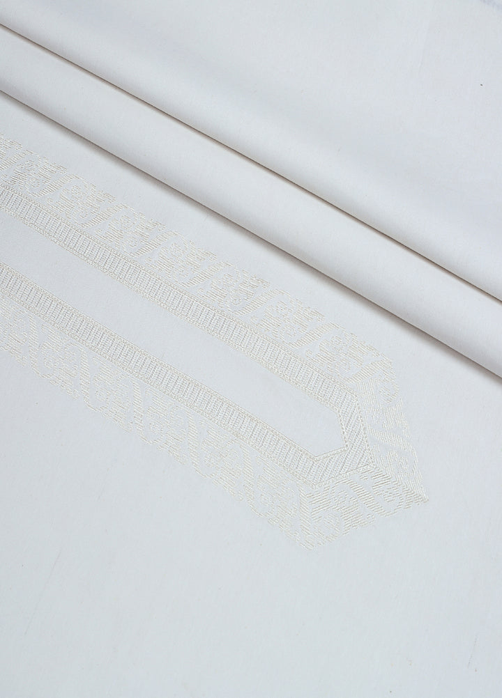 Men Unstitch Embroidered Neckline Cotton Karandi-Off White-GTS-KB-021