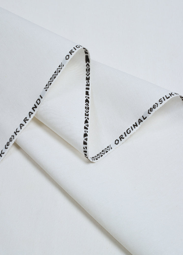 Men Unstitch Embroidered Neckline Cotton Karandi-Off White-GTS-KB-021