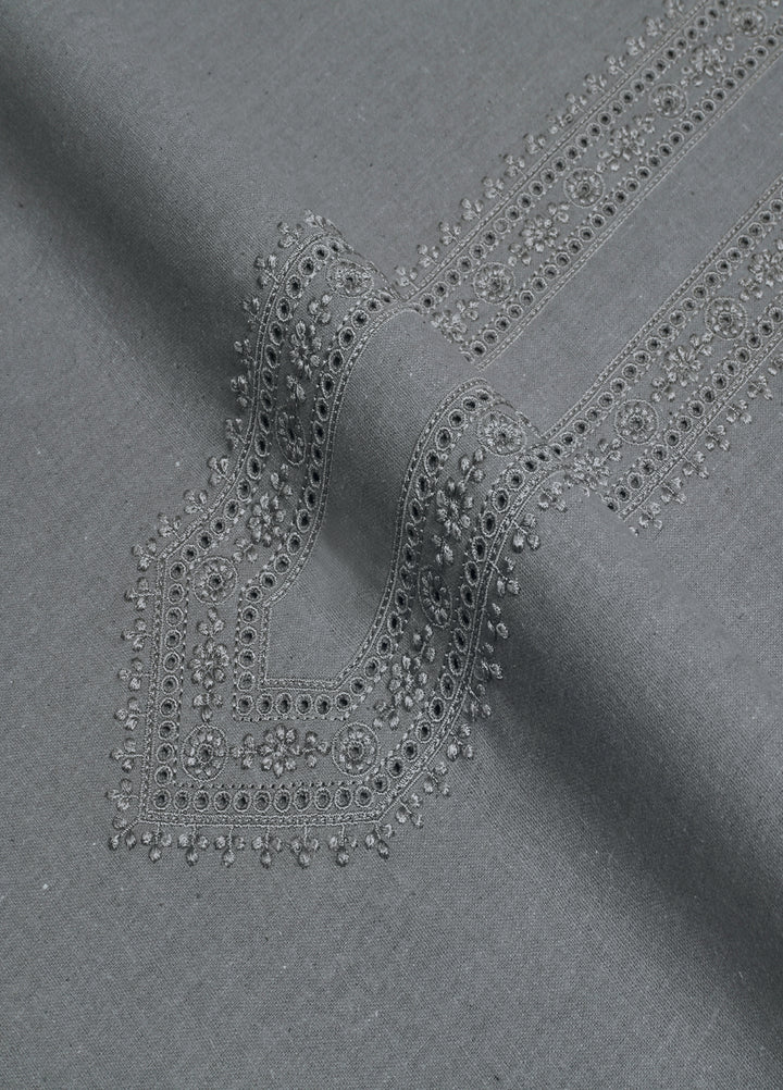 Men Unstitch Embroidered Khaddar Cutwork Neckline-Grey-GTS-KB-009