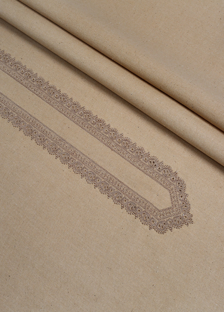 Men Unstitch Embroidered Khaddar Cutwork Neckline-Fawn-GTS-KB-012