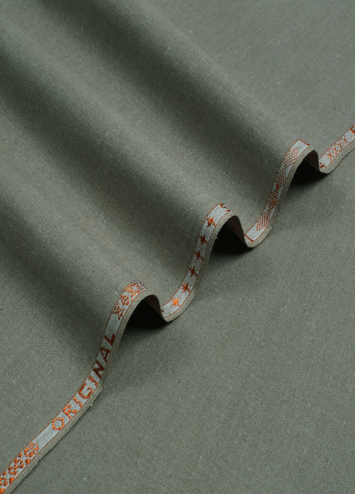 Men Unstitch Embroidered Khaddar Cutwork Neckline-Moss-GTS-KB-013