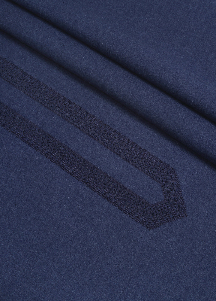 Men Unstitch Embroidered Khaddar Cutwork Neckline-Denim-GTS-KB-018