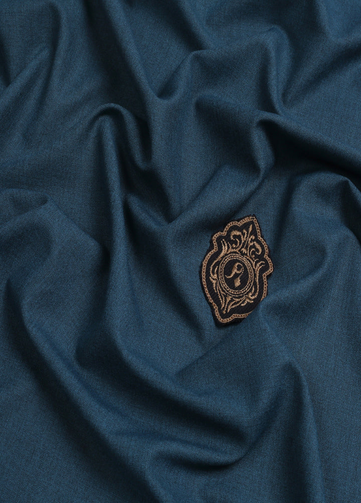 Men Unstitch Textured Shangrila Blend Kameez Shalwar-Prussian-GTS-EW-010