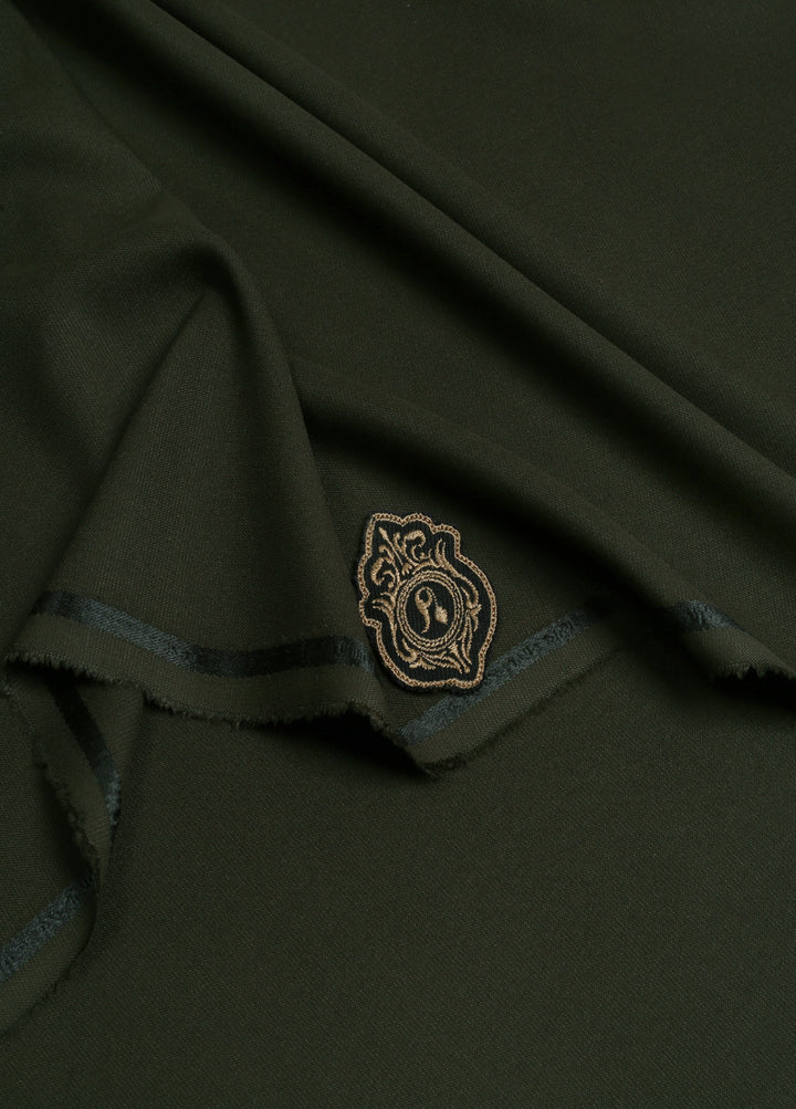 Men Unstitch Self-Textured Monoco Blend Kameez Shalwar-Olive-GTS-EW-011