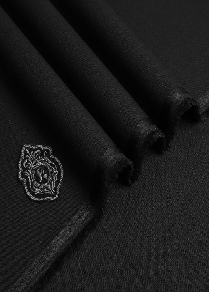 Men Unstitch Self-Textured Monoco Blend  Kameez Shalwar-Black-GTS-EW-012