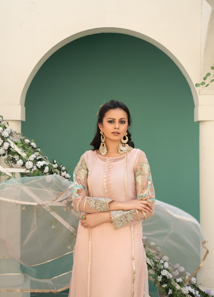 Lotus by Hem Pret Embroidered Organza 4 Piece Suit Rose Pink