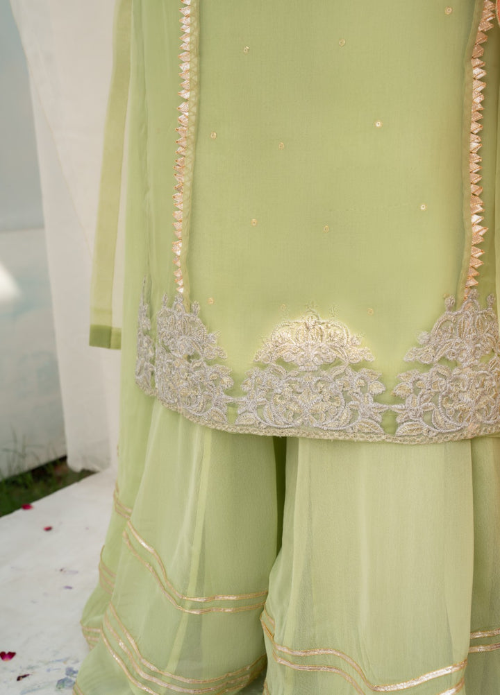 Lotus by Hem Pret Embroidered Organza 4 Piece Suit Light Green