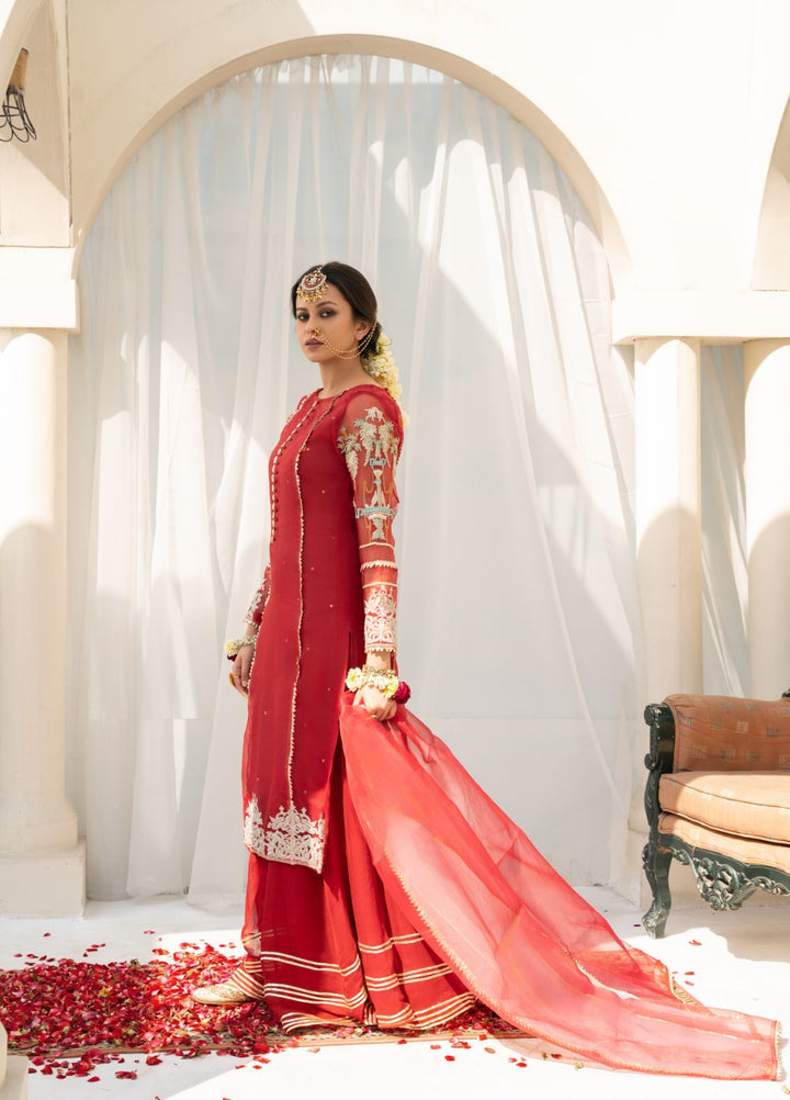 Lotus by Hem Pret Embroidered Organza 4 Piece Suit Maroon