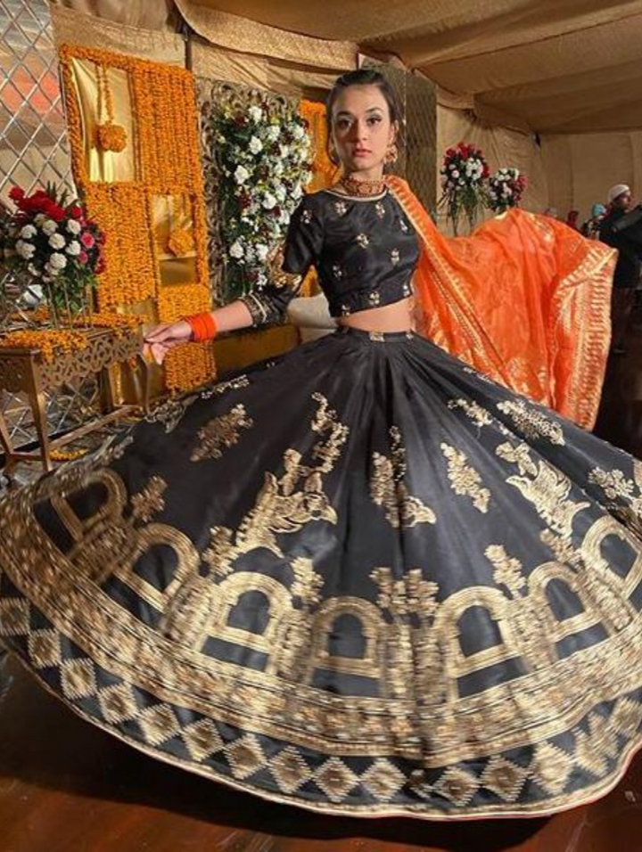 Luxe By Hues Atelier Women Pret 2 Piece Black Lehnga Choli - Formals Collection