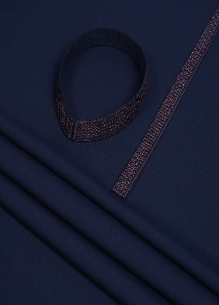 Monochorme by fabrich Men Unstitch 5-Colors Cross-Stitch Embroidered Bann/Placket Navy GTS-FE-019 - Casual Collection