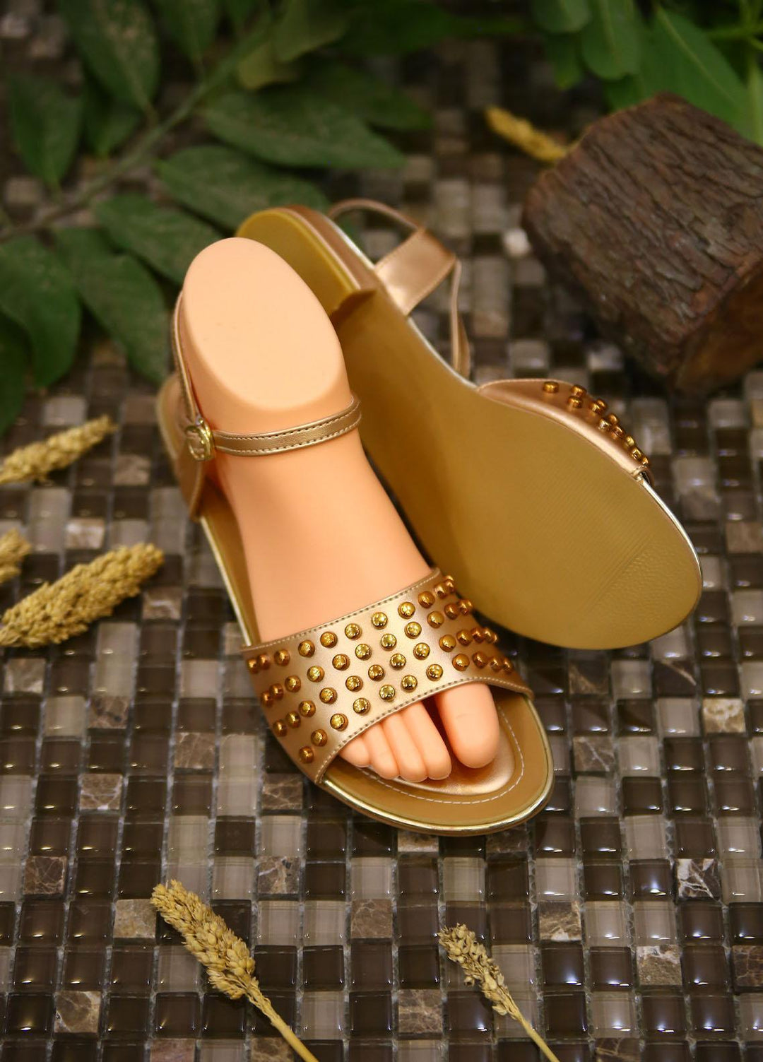 1st Sight Fashion Casual Style Flat Y Flat San 9 Golden