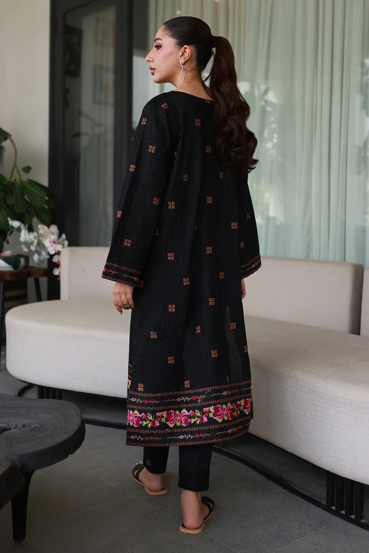 Nadia Khan Pret Embroidered Raw Silk 2 Piece Jet Black