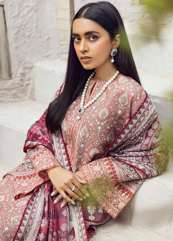 Winter Blossoms By Seran Embroidered Karandi Suits Unstitched 3 Piece SRN22WB 09 Rose - Winter Collection