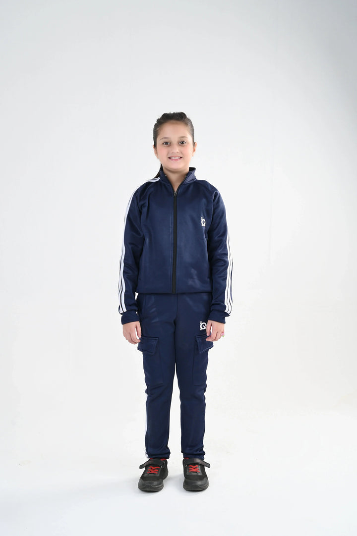 IQ Exclusive Kids Track Suit Fleece 2 PieceNavy Streak Zipper-Unisex Kids - Winter Collection