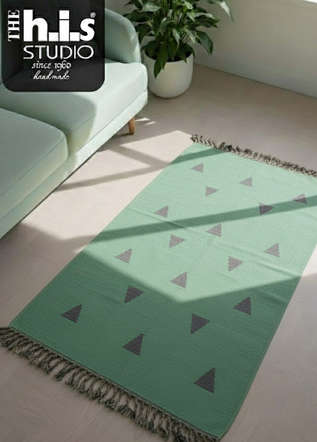 Area Rugs Triangle R-25009 Green Charcoal