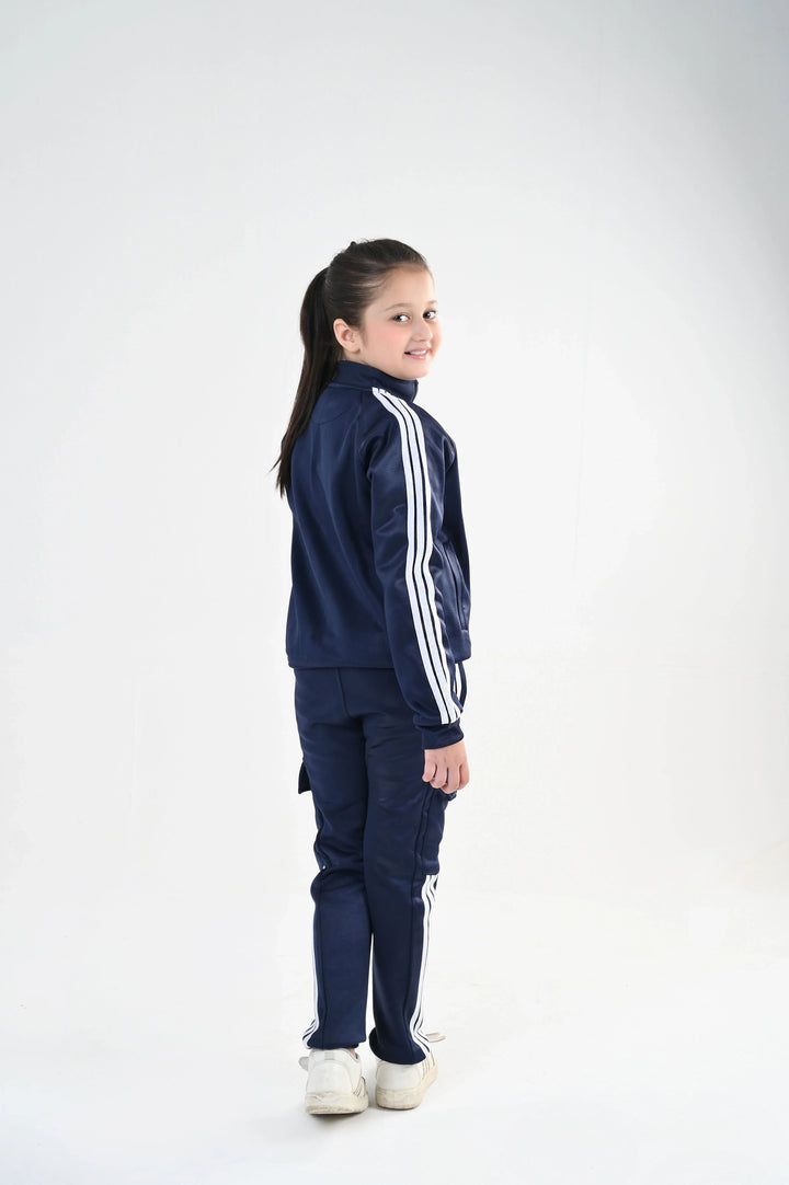 IQ Exclusive Kids Track Suit Fleece 2 PieceNavy Streak Zipper-Unisex Kids - Winter Collection