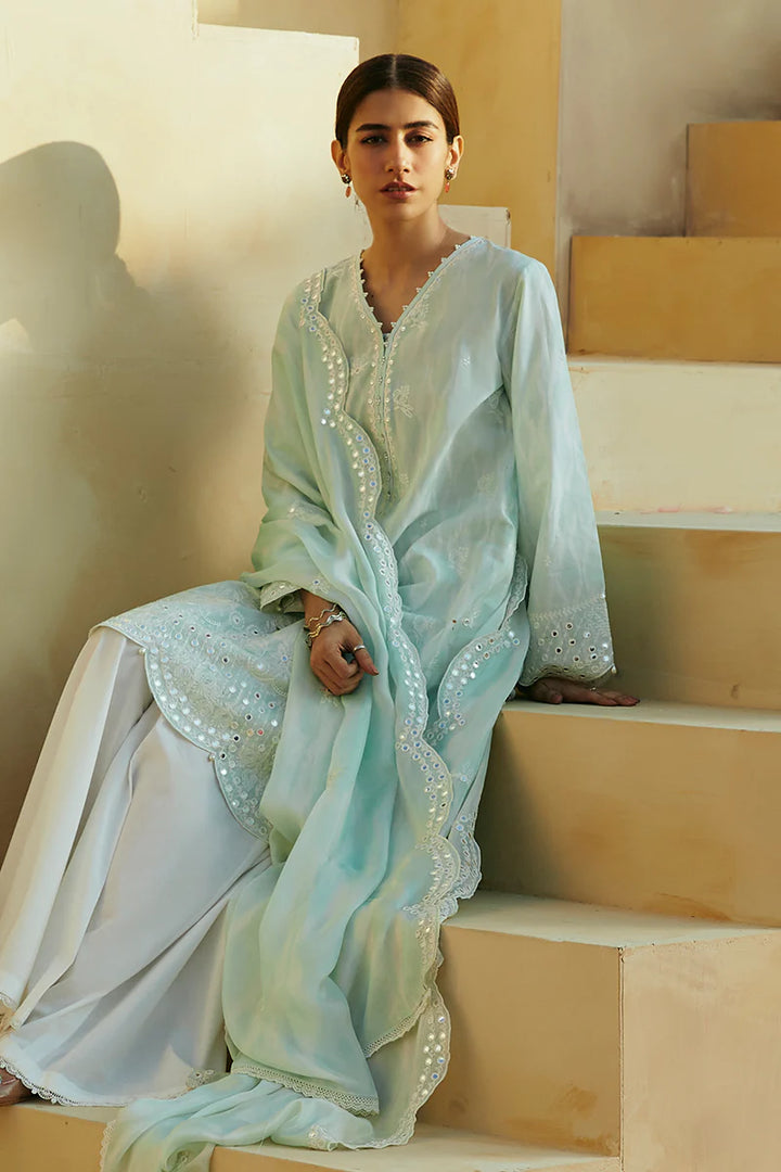 Cross Stitch Embroidered Lawn Suits Unstitched 3 Piece CS24PL D-06 Whisper Mint - Summer Collection