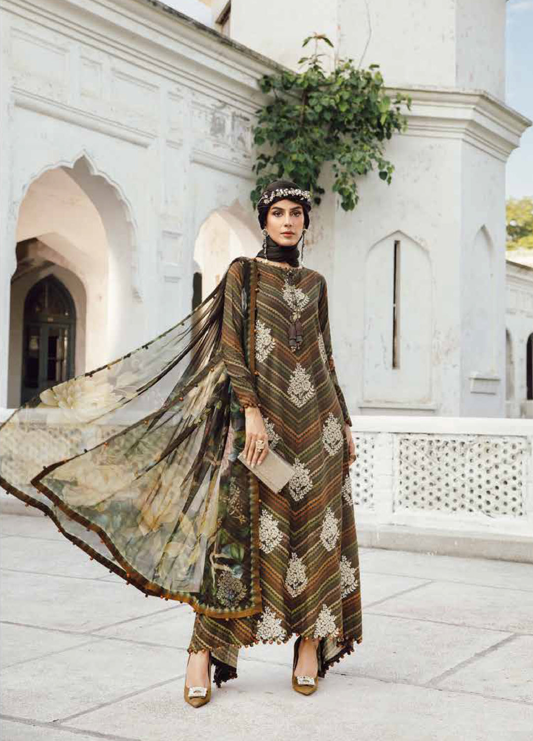 M Prints by Maria B Embroidered Suits Unstitched 3 Piece MB25FE D-5B - Winter Collection
