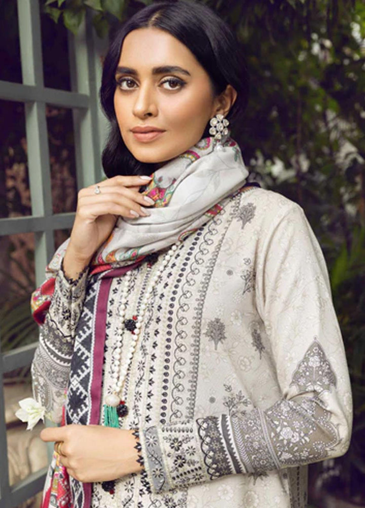 Winter Blossoms By Seran Embroidered Karandi Suits Unstitched 3 Piece SRN22WB 04 Magnolia - Winter Collection
