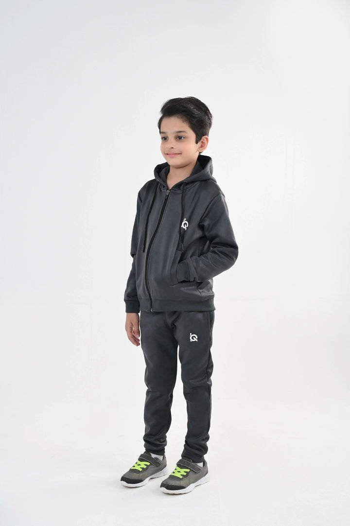 IQ Exclusive Kids Track Suit Fleece 2 PieceGrey Zip Hoodie Tracksuit-Unisex Kids - Winter Collection
